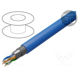 5 m x BELDEN - 2202ELW.00500 - Wire, S/FTP, 4x2x23AWG, 6a, solid, Cu, LSZH, blue, 500m, Øcable: 7.2mm