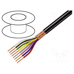 5 m x TASKER - C8025 - Wire, 8x0.25mm2, shielded,braid made of copper wires, black, 49V