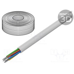 5 m x TECHNOKABEL - 0224 004 01 - Wire, SCYY, 6x0.22mm2, round, stranded, Cu,tinned, PVC, white, 150V