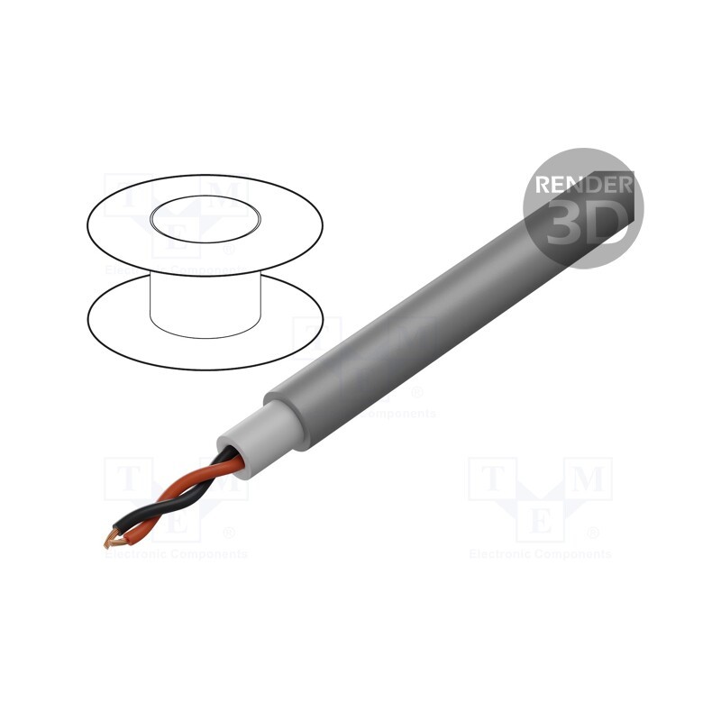 5 m x TASKER - C276 GREY - Wire: loudspeaker cable, 2x2.5mm2, stranded, OFC, grey, unshielded