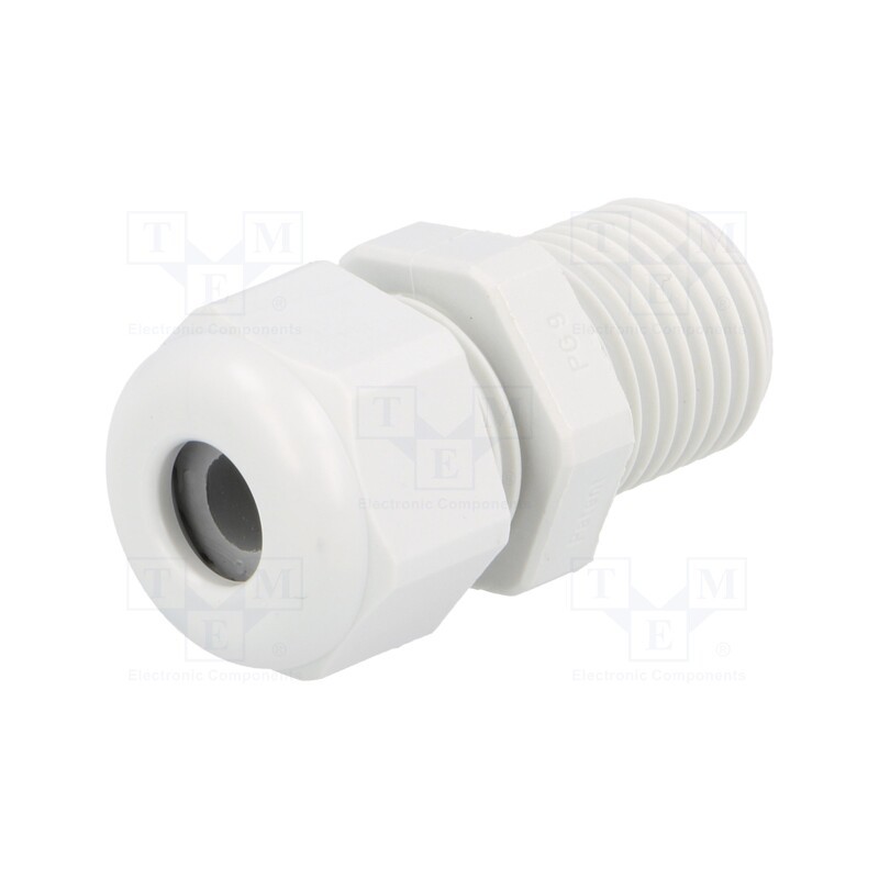 5 pcs x HUMMEL - 1.209.0900.61 - Cable gland, with long thread, PG9, IP68, polyamide, light grey