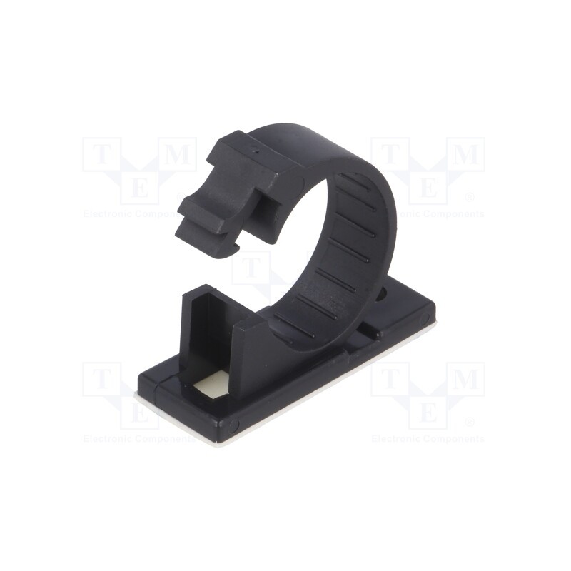 5 pcs x KSS WIRING - 12JR-S - Screw down self-adhesive holder, 17mm, polyamide, black, UL94V-2