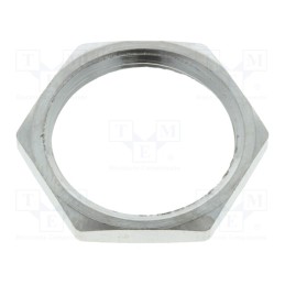 5 pcs x MOLEX - 93600-0098 7000.6957.0 - Nut, PG11, brass, nickel, Thk: 3mm, Spanner: 21mm, Thread: PG