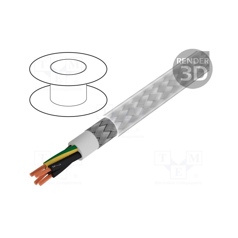 5 m x BITNER - S54321 - Wire, BiT 500 CY, 4G0.75mm2, shielded,tinned copper braid, PVC