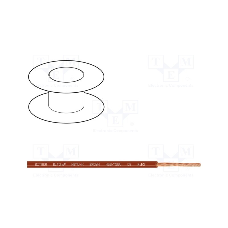 5 m x BITNER - IG2004.09 - Wire, BiTOne,H07V-K, stranded, Cu, 10mm2, PVC, brown, 450V,750V
