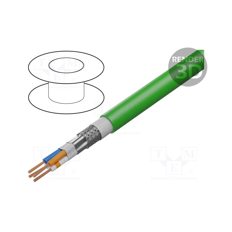 5 m x HELUKABEL - 82838 - Wire: data transmission, HELUKAT® 100S,SF/UTP, 4x1x26AWG, green