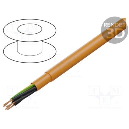 5 m x HELUKABEL - 22018 - Wire, PUR-ORANGE-JZ, 5G1.5mm2, unshielded, 300V,500V, Cu, stranded