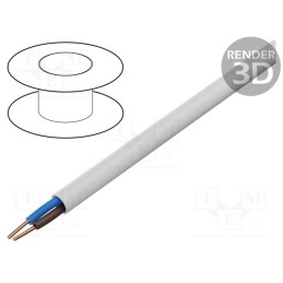 5 m x ELEKTROKABEL - EK-YDY-2X6 - Wire, YDY, 2x6mm2, round, solid, Cu, PVC, white, 450V,750V, 100m