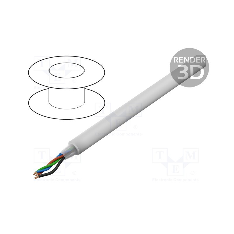 5 m x TASKER - TSK1174 WHITE - Wire: assembly, 1x0.5mm2,3x0.35mm2, stranded, -20÷70°C, Core: OFC