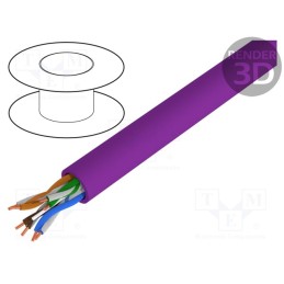 5 m x DIGITUS - DK-1614-VH-5 - Wire, U/UTP, 4x2x23AWG, 6, solid, Cu, LSZH, violet, 500m, CPR: Dca