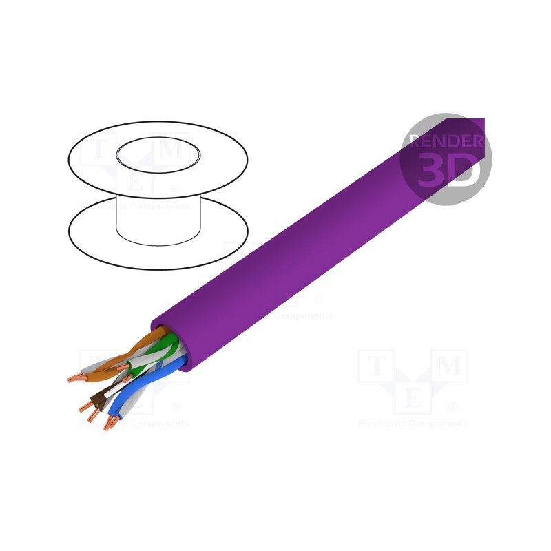 5 m x DIGITUS - DK-1614-VH-5 - Wire, U/UTP, 4x2x23AWG, 6, solid, Cu, LSZH, violet, 500m, CPR: Dca