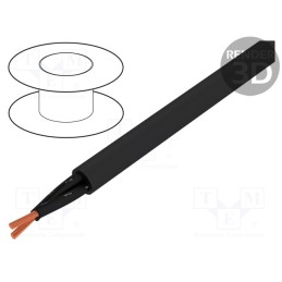5 m x HELUKABEL - 10356 - Wire, OZ-500-BK, 2x1mm2, unshielded, 300V,500V, Cu, stranded, black