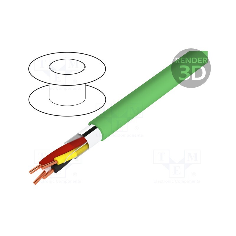 5 m x BITNER - EB0005 - Wire, 2x2x0.8mm, EiB/KNX,data transmission, solid, Cu, PVC, green