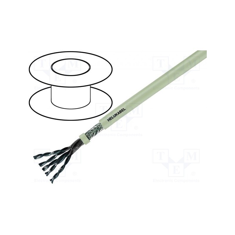 5 m x HELUKABEL - 17034 - Wire, LiYCY-P, 2x2x1.5mm2, shielded,tinned copper braid, PVC