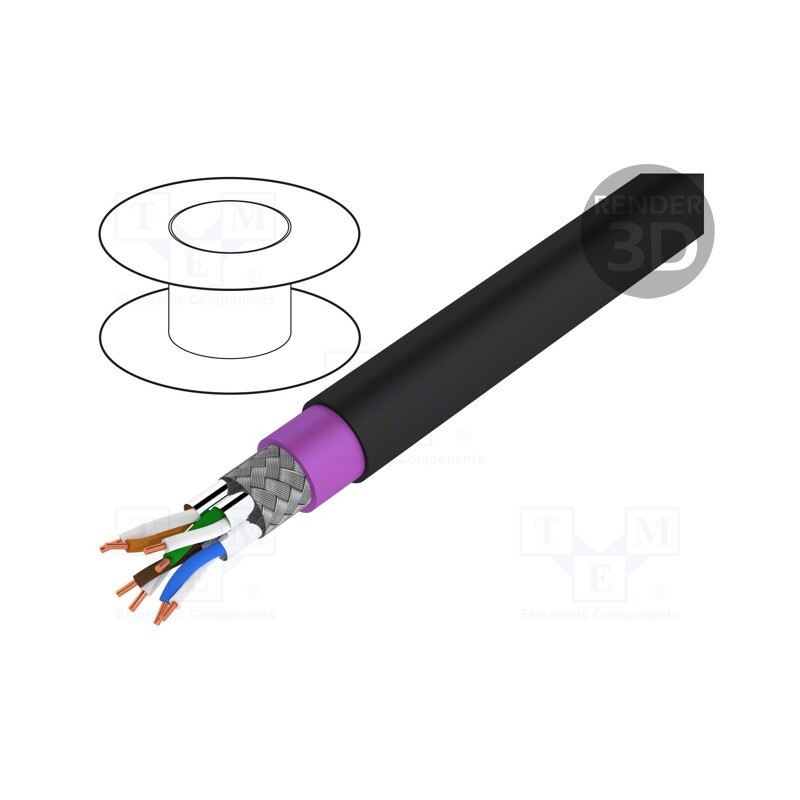 5 m x DIGITUS - DK-1741-VH-10-OD - Wire, S/FTP, 4x2x23AWG, 7, industrial Ethernet, solid, Cu, PE, black