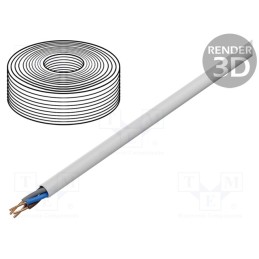 5 m x - - - Wire, YDY, 5G2.5mm2, flat, solid, Cu, PVC, white, 450V,750V, 100m