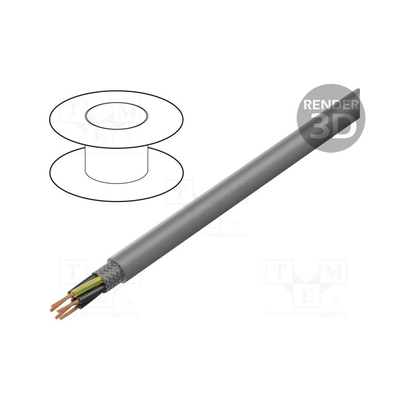 5 m x LAPP - 1314005 - Wire, ÖLFLEX® CLASSIC 415 CP, 5G0.5mm2, PUR, grey, 300V,500V
