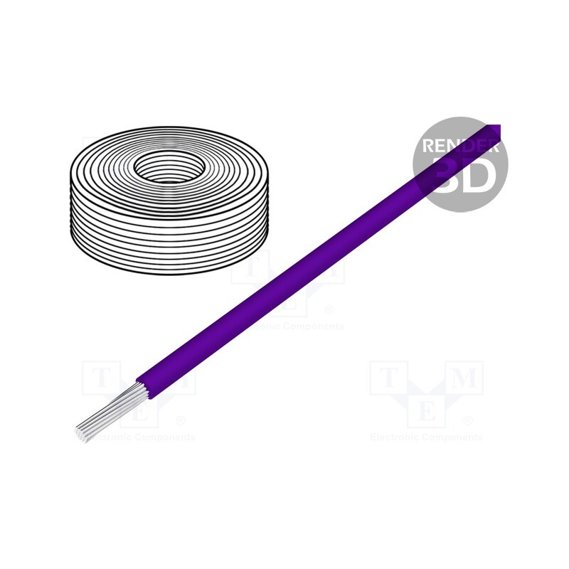 5 m x LAPP - 4726071 - Wire, H07Z-K, stranded, Cu, 1.5mm2, FRNC, violet, 450V,750V, CPR: Eca