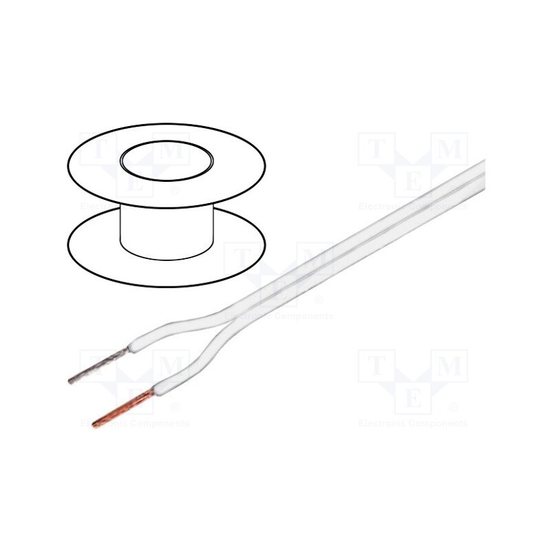 5 m x TASKER - C100 2X0.75 WHITE - Wire: loudspeaker cable, 2x0.75mm2, stranded, OFC, white, PVC