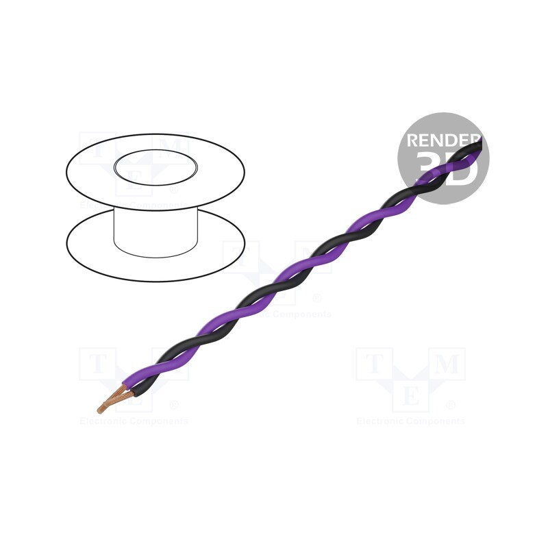 5 m x TASKER - TSK1130 VIOLET BLACK - Wire: assembly, 2x0.25mm2, stranded, Ext.dimensions: 2x1.4mm, 100m