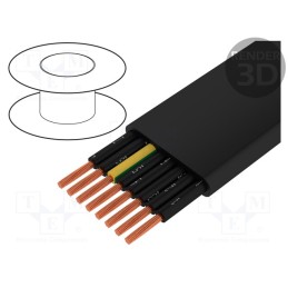 5 m x TKD - 3000654 - Wire, H05VVH6-F, 8G1mm2, unshielded, 300V,500V, Cu, stranded, black