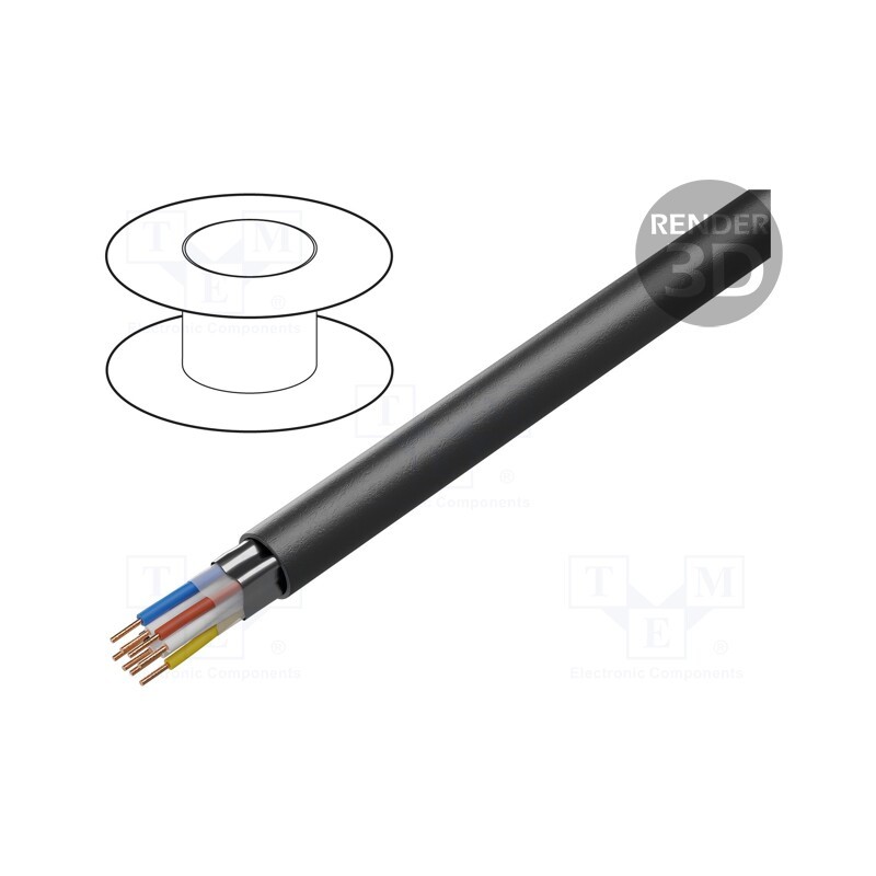 5 m x BITNER - TP0025 - Wire, XzTKMXpw, 7x2x0.8mm, solid, Cu, PE, black, Øcable: 9.9mm