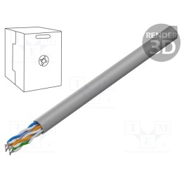 5 m x GEMBIRD - UPC-6004SE-L - Wire, U/UTP, 4x2x24AWG, 6, stranded, CCA, PVC, grey, 305m, Øcable: 6mm