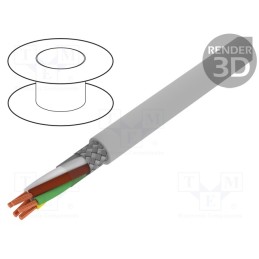 5 m x BITNER - S30618 - Wire, BiT LiYCY, 5x0.75mm2, shielded,tinned copper braid, PVC