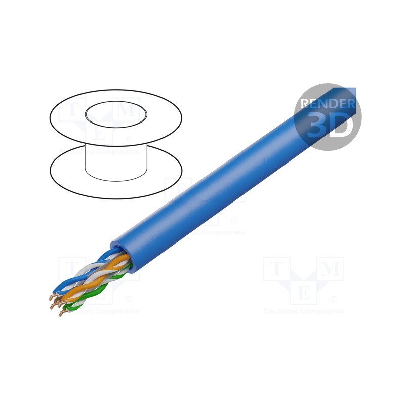 5 m x DIGITUS - DK-1614-A-VH-5 - Wire, U/UTP, 4x2x23AWG, 6a, solid, Cu, LSZH, blue, 500m, CPR: Dca