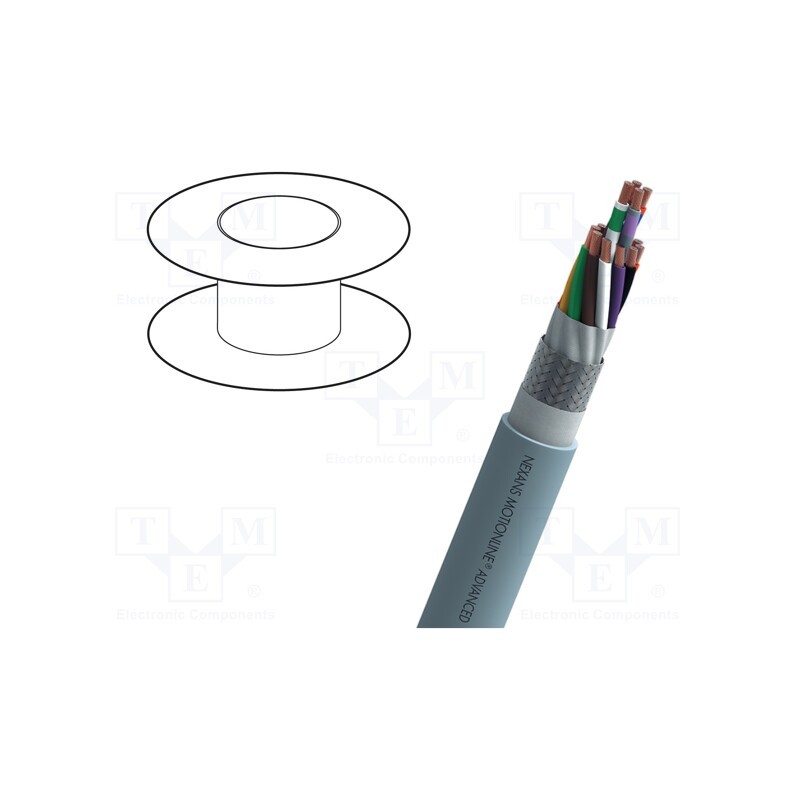 5 m x NEXANS - Q103404E100 - Wire, MOTIONLINE® ADVANCED, 4x0.34mm2, PVC, grey, 300V