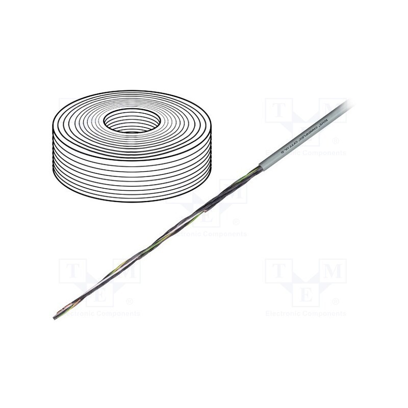 5 m x IGUS - CF77.UL.07.03.D - Wire: control cable, chainflex® CF77.UL.D, 3G0.75mm2, PUR, grey