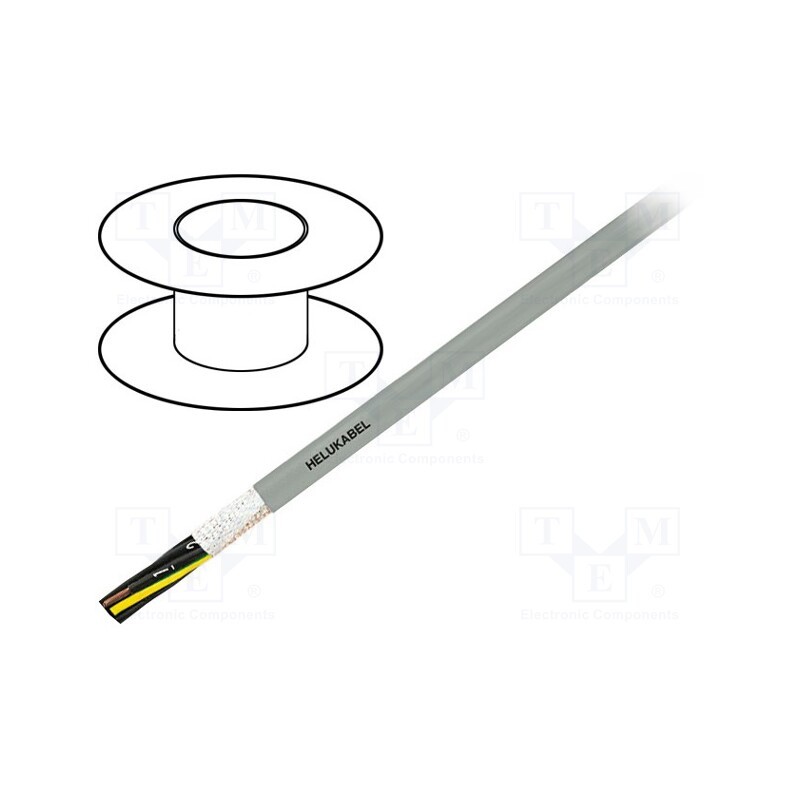 5 m x HELUKABEL - 15522 - Wire: control cable, PURO-JZ-HF, 4G0.5mm2, PUR, grey, stranded, Cu