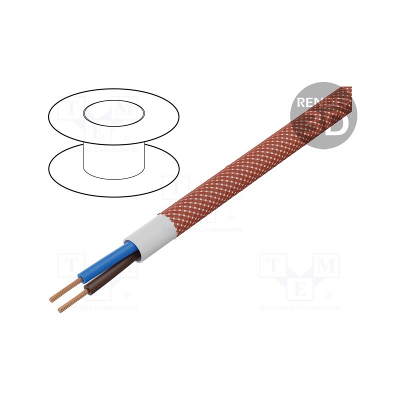 5 m x ESPE - OP-YTLY1-5038 - Wire, YTLY, 2x0.5mm2, round, stranded, Cu, textile, red, 150V, 50m