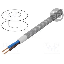 5 m x ESPE - OP-YTLY1-2057 - Wire, YTLY, 2x0.5mm2, round, stranded, Cu, textile, grey, 150V, 50m