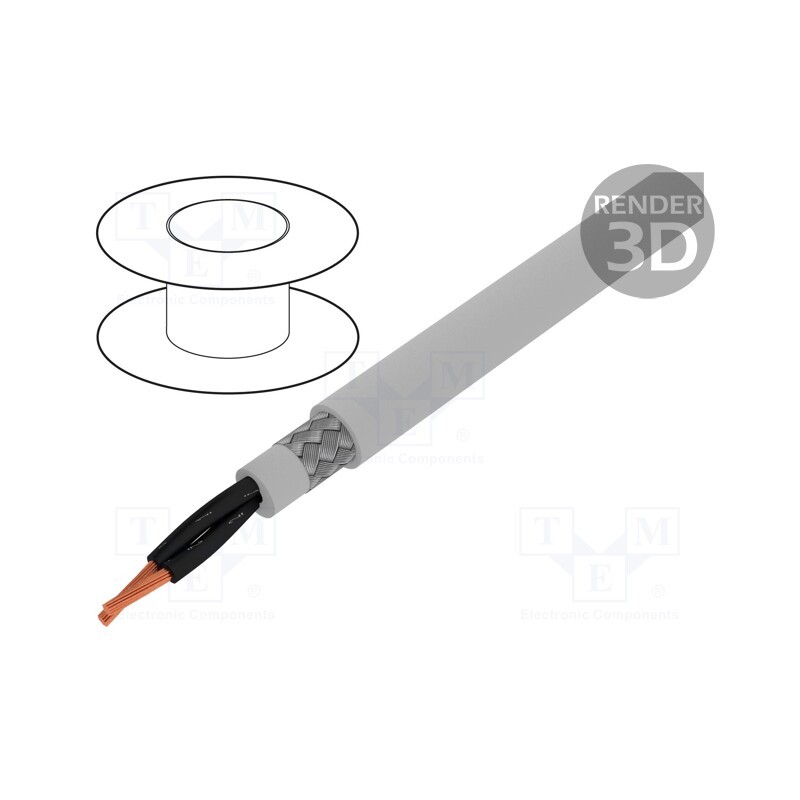 5 m x LAPP - 11202 - Wire, ÖLFLEX® 191 CY, 2x1mm2, shielded,tinned copper braid, PVC