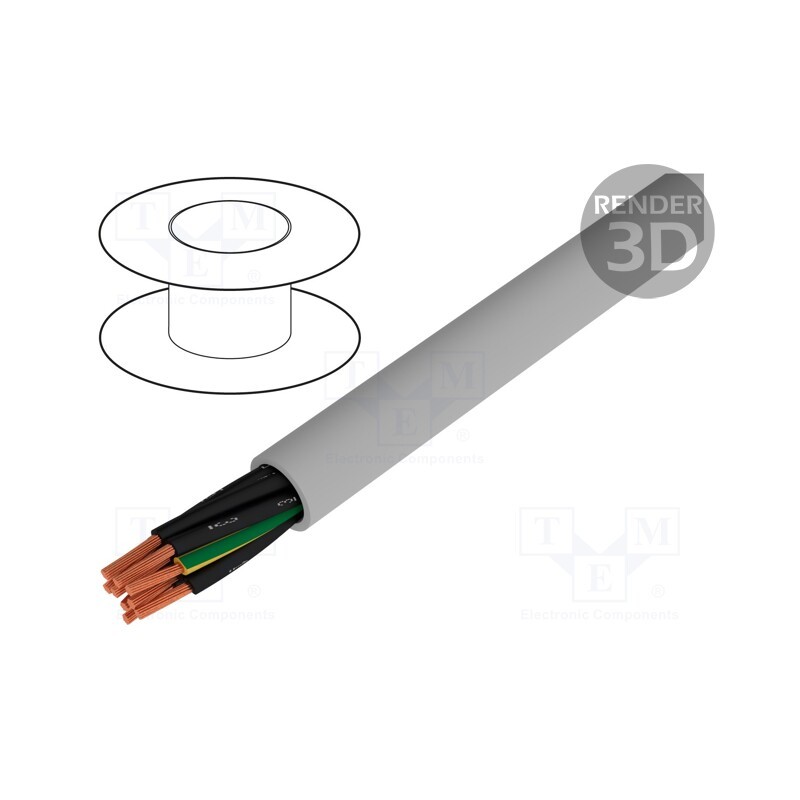 5 m x HELUKABEL - 10071 - Wire, JZ-500, 9G1mm2, unshielded, 300V,500V, Cu, stranded, grey