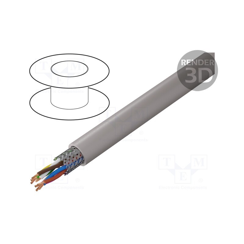 5 m x LAPP - 38304 - Wire, UNITRONIC® LiHCH (TP), 4x2x0.14mm2, LSZH, grey-beige, 60V