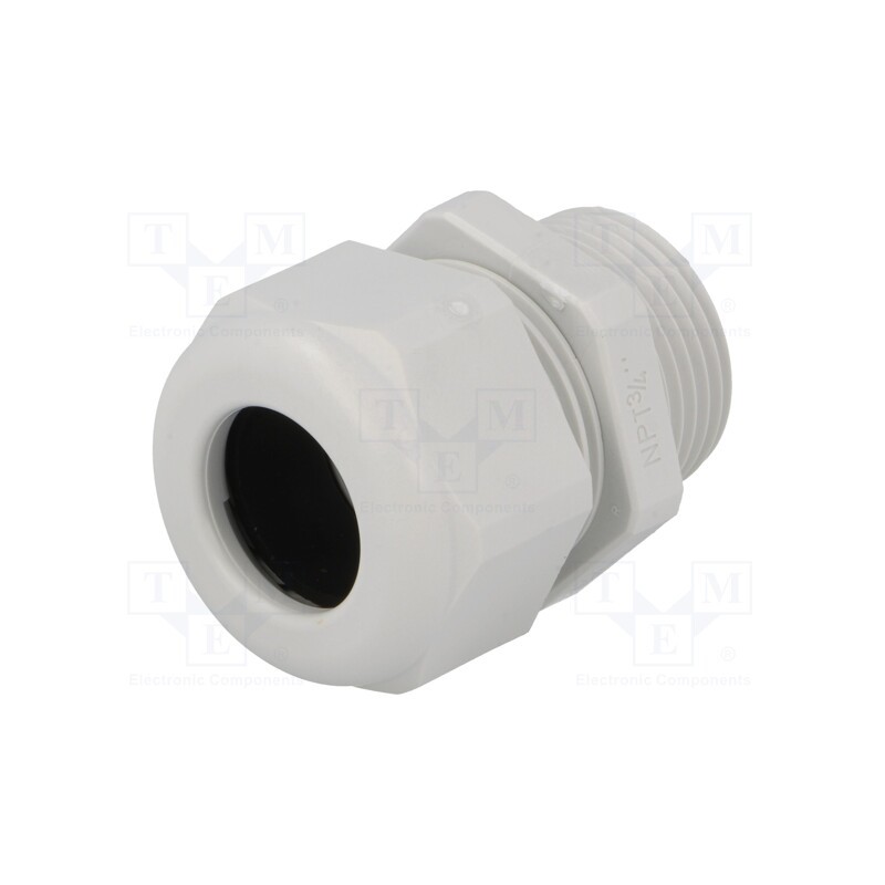 5 pcs x HUMMEL - 1.209.3400.70 - Cable gland, NPT3/4', IP68, polyamide, light grey, UL94V-0, HSK-K