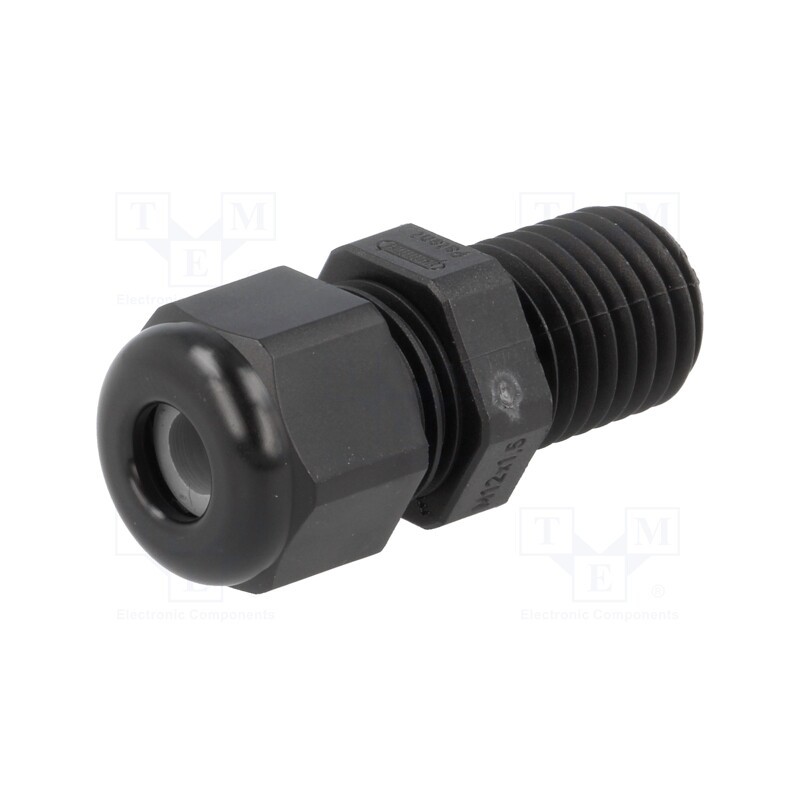 5 pcs x HUMMEL - 1.209.1201.31 - Cable gland, with long thread, M12, 1.5, IP68, polyamide, black