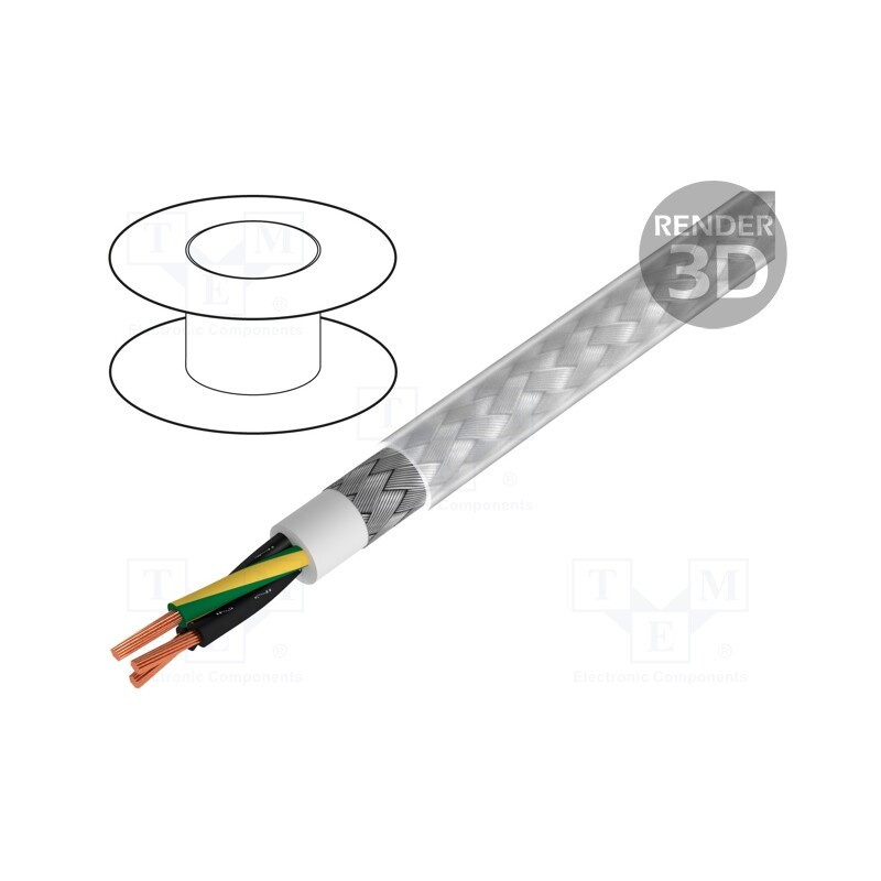 5 m x BITNER - S54320 - Wire, BiT 500 CY, 3G0.75mm2, shielded,tinned copper braid, PVC