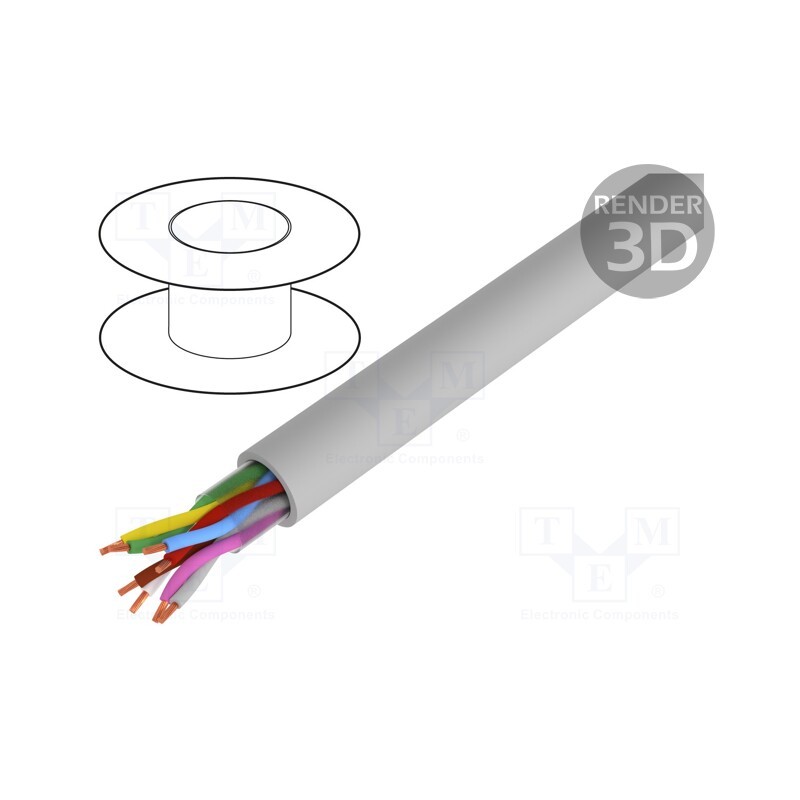 5 m x HELUKABEL - 19008 - Wire, LiYY-P,PAAR-TRONIC, 8x2x0.14mm2, unshielded, 350V, Cu, grey