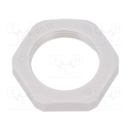 5 pcs x HUMMEL - 1.262.1600.11 - Nut, PG16, polyamide, Thk: 6mm, Spanner: 30mm, grey, -40÷100°C