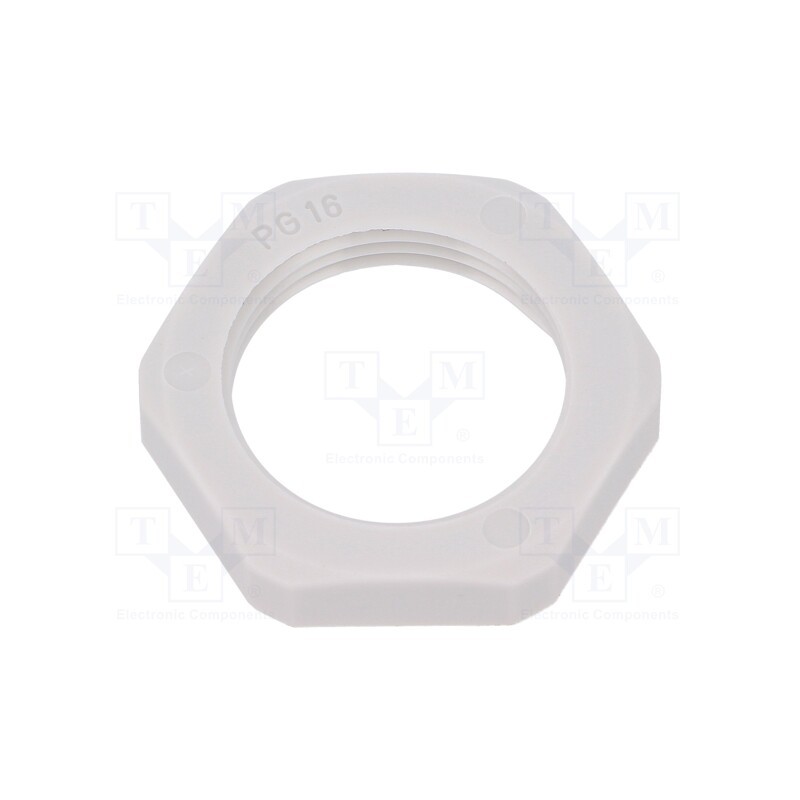 5 pcs x HUMMEL - 1.262.1600.11 - Nut, PG16, polyamide, Thk: 6mm, Spanner: 30mm, grey, -40÷100°C