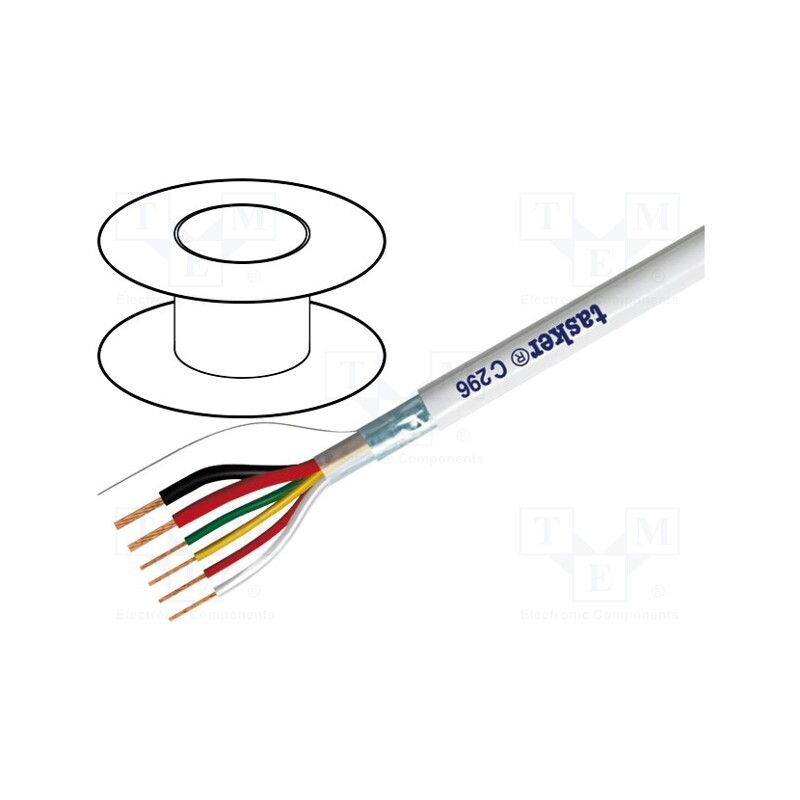 5 m x TASKER - C296 - Wire, 2x0.5mm2,4x0.22mm2, shielded,Al-PET foil, PVC FirestoP®
