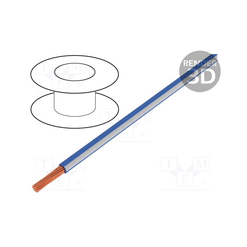 5 m x LAPP - 4512262S - Wire, X05V-K, stranded, Cu, 0.75mm2, PVC, blue-white, 300V,500V
