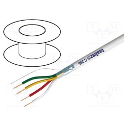 5 m x TASKER - C295 - Wire, 4x0.22mm2, shielded,Al-PET foil, PVC FirestoP®, white, 150V