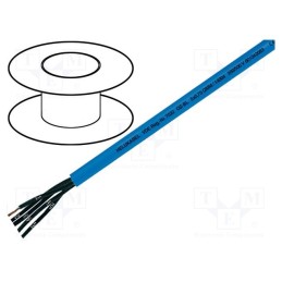5 m x HELUKABEL - 14022 - Wire, OZ-BL, 5x1.5mm2, unshielded, 300V,500V, Cu, stranded, blue