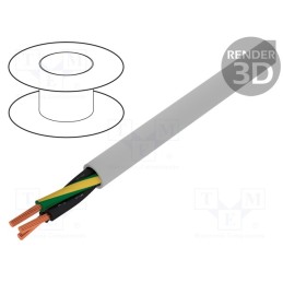 5 m x HELUKABEL - 10121 - Wire, JZ-500, 3G2.5mm2, unshielded, 300V,500V, Cu, stranded, grey