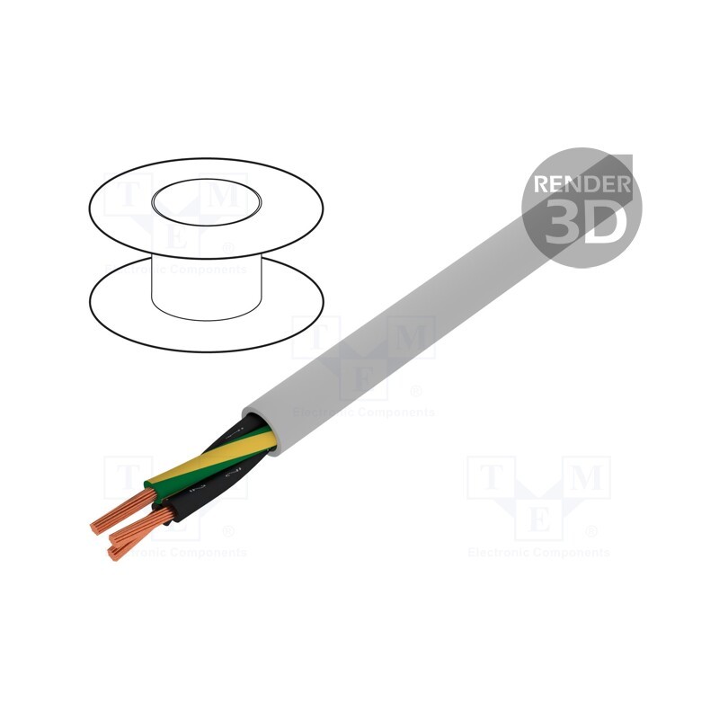 5 m x HELUKABEL - 10121 - Wire, JZ-500, 3G2.5mm2, unshielded, 300V,500V, Cu, stranded, grey