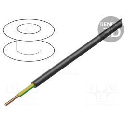 5 m x HELUKABEL - 32004 - Wire, NYY, 1G16mm2, round, solid, Cu, PVC, black, 600V,1kV